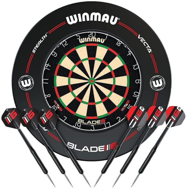 Winmau Blade 6 Professional Dartboard Surround and Darts Set