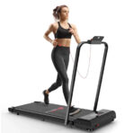 2 in 1 Folding Treadmill Under Desk Electric Treadmill 1-10KM/H