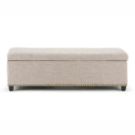 Simpli Home - Kingsley Rectangular Polyester Bench Ottoman With Inner Storage - Natural