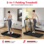 2 in 1 Folding Treadmill Under Desk Electric Treadmill 1-10KM/H