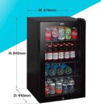 Baridi 85L Under Counter Drinks/Beer & Wine Cooler Fridge with Light, Black - DH13