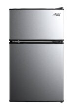 Arctic King 3.2 Cu ft Two Door Mini Fridge with Freezer, Stainless Steel, E-Star, Silver