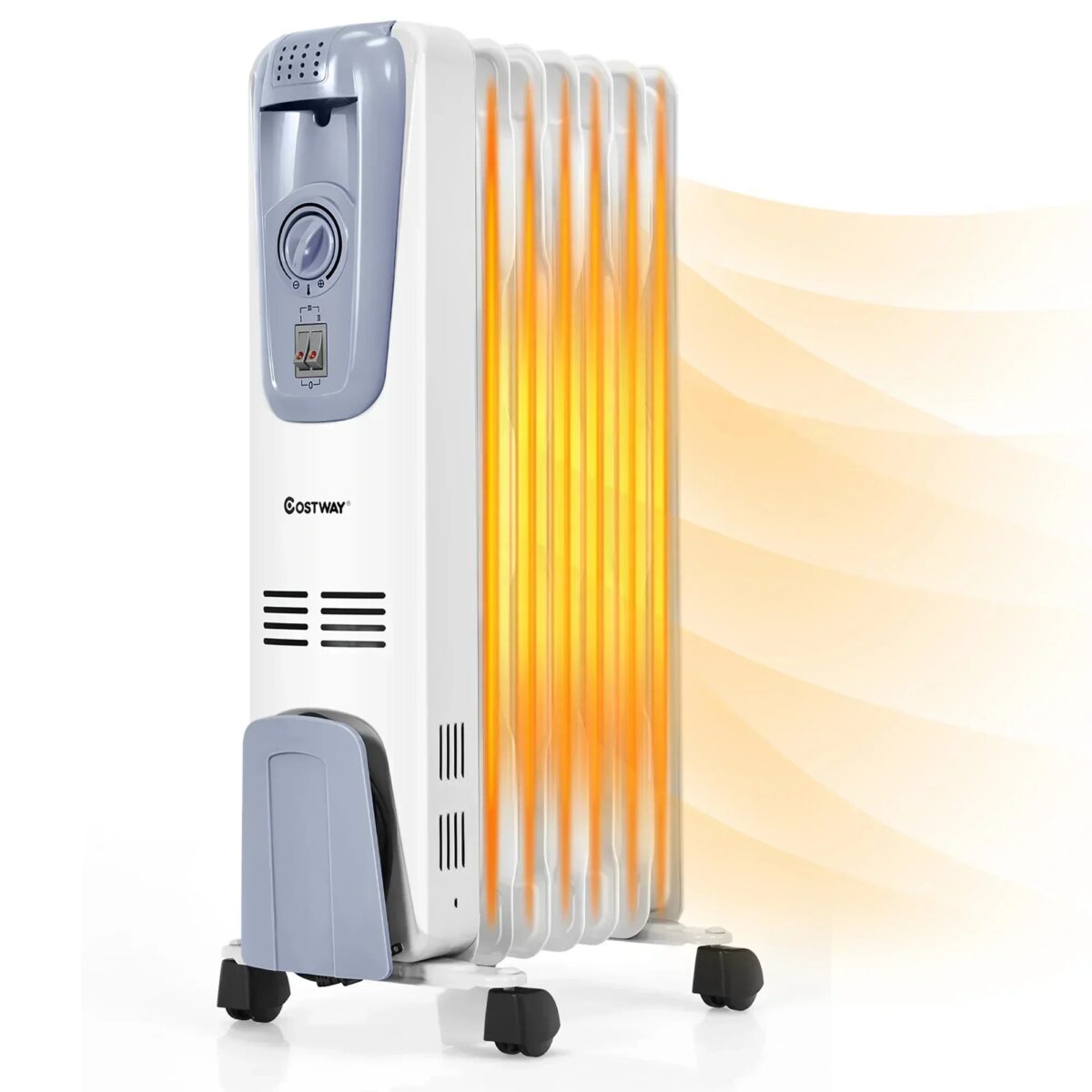 Electric Oil Filled Radiator Space Heater 7-Fin Thermostat Room Radiant