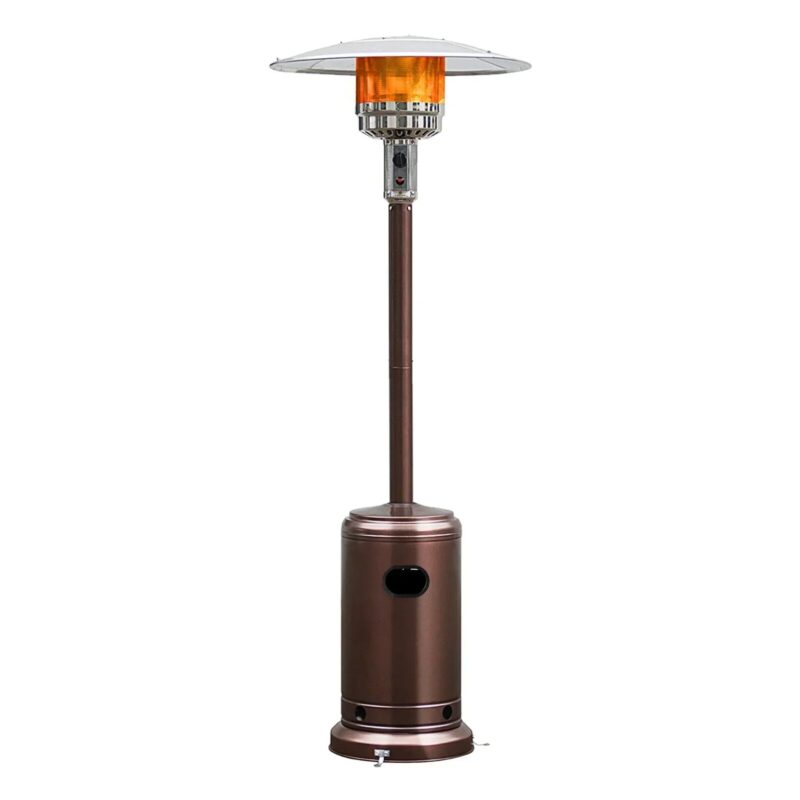 Propane Patio Heater Standing LP Gas Steel W/ Wheels Bronze