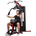 Full Home Gym System Workout Station with 122.5 Lbs Weight Stack, One Station