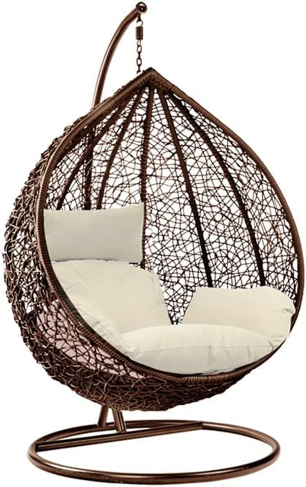 Hanging Egg Chair with Cushion Rattan Woven Swing Seat with Sturdy Steel