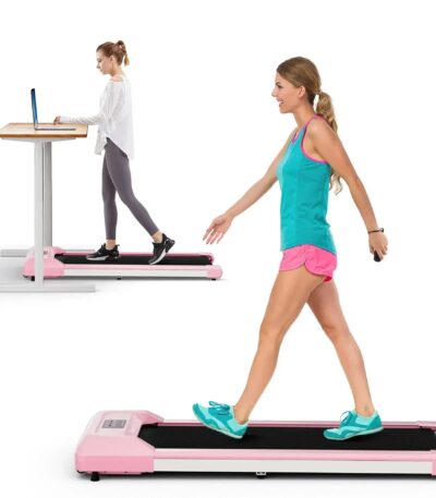 SuperFit 0.6-3.8MPH Walking Pad Under Desk Treadmill with Remote Control and LED Display pink