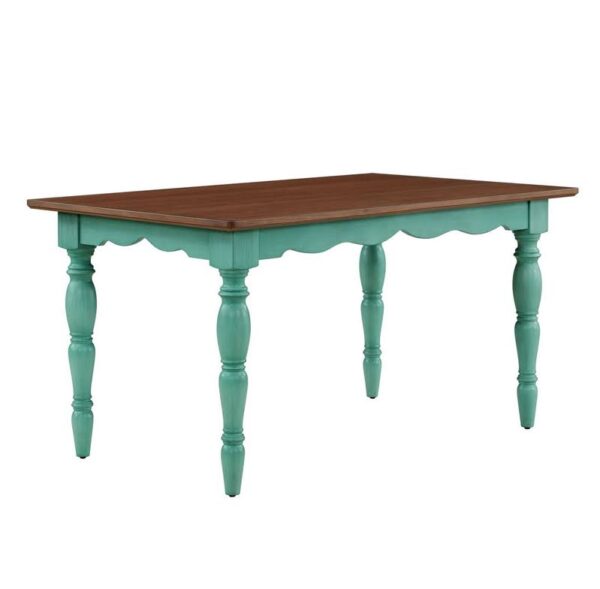 Dining Table Made With Solid Wood Frame, Teal