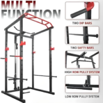 150kg Bumper Plates + Power Multi Cage + Adjustable Weight Bench + Olympic Barbell 6ft or 7ft