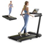 2 In 1 Home Folding Treadmill, Dual LED Screen, 2.5HP Silent Treadmill, 16KM/H, Bluetooth Speaker, Heart Rate, 12 Modes, App and Wireless Remote Control