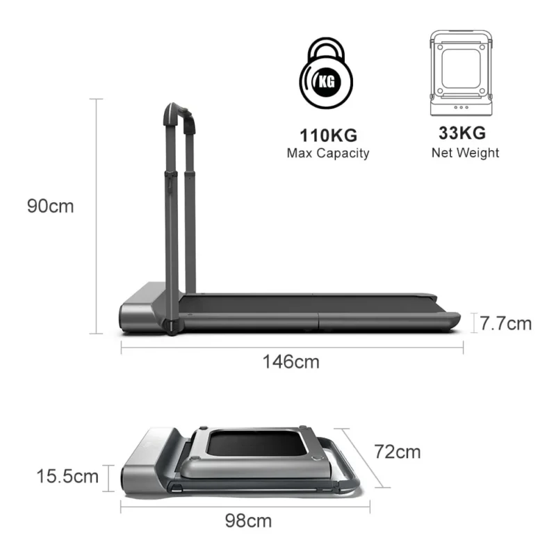 WalkingPad R1 Pro Folding Treadmill, 2-in-1, 0.5-10km/h, 44x120 cm Area (New)