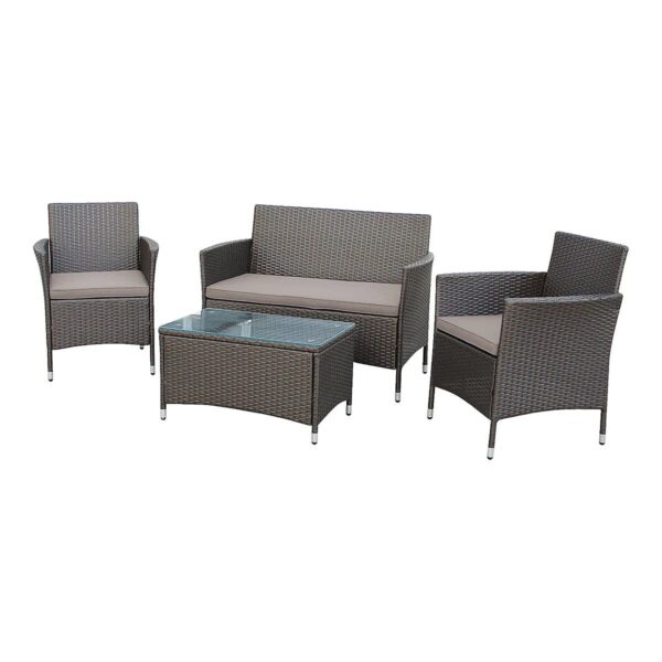 Derry Light black Rattan effect 4 Seater Coffee set - sportiva