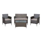 Derry Light black Rattan effect 4 Seater Coffee set - sportiva