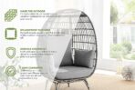 Grey Rattan Garden Egg Chair in PE Resin Rattan for Outdoors and Luxuriously Thick Cushions - Garden & Patio Chair - sportiva