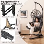 Hanging Egg Chair w/ Stand Patio Wicker Hammock Chair w/ Cushion - sportiva