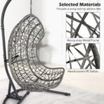 Hanging Egg Chair w/ Stand Patio Wicker Hammock Chair w/ Cushion - sportiva