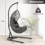 Hanging Egg Chair w/ Stand Patio Wicker Hammock Chair w/ Cushion - sportiva