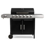 VonHaus Gas BBQ, 6+1 Burner Gas Barbecue w/ Warming Rack, Side Burner, Temperature Gauge, Cabinet Storage & Wheels for Meat & Veg - sportiva